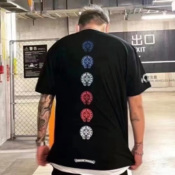 chrome hearts gradient horseshoe print short sleeve t-shirt